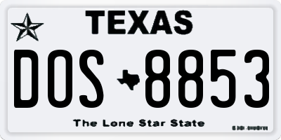 TX license plate DOS8853