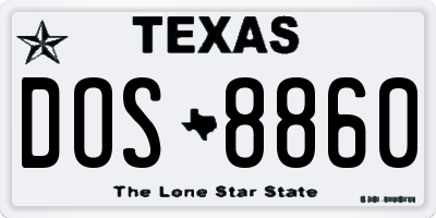 TX license plate DOS8860