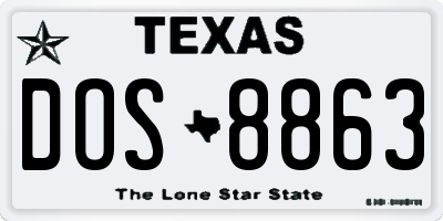 TX license plate DOS8863