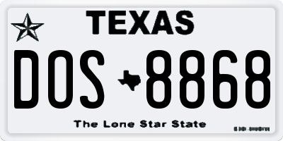 TX license plate DOS8868