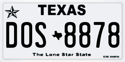 TX license plate DOS8878