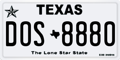 TX license plate DOS8880