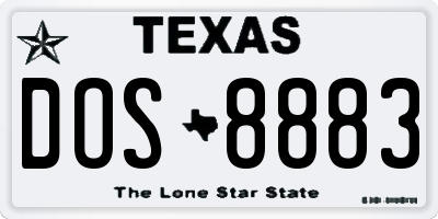 TX license plate DOS8883
