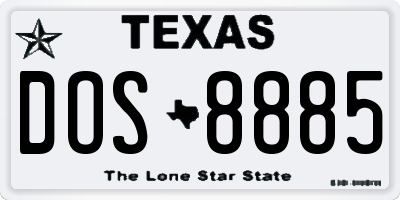 TX license plate DOS8885