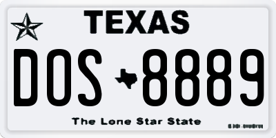 TX license plate DOS8889