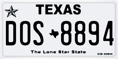 TX license plate DOS8894