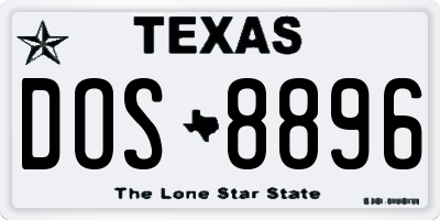 TX license plate DOS8896