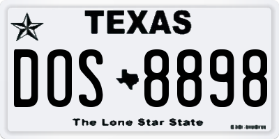 TX license plate DOS8898