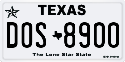 TX license plate DOS8900