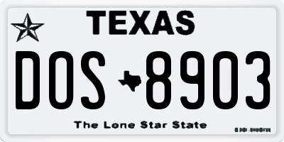 TX license plate DOS8903