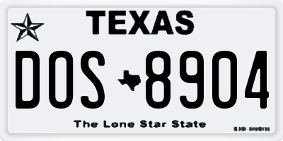 TX license plate DOS8904