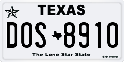 TX license plate DOS8910