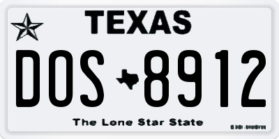 TX license plate DOS8912