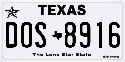 TX license plate DOS8916