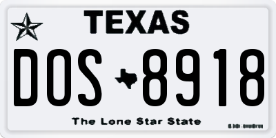 TX license plate DOS8918