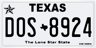 TX license plate DOS8924