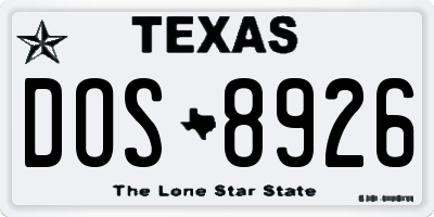 TX license plate DOS8926