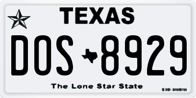TX license plate DOS8929