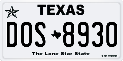 TX license plate DOS8930