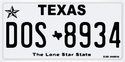 TX license plate DOS8934