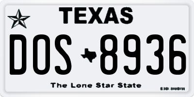 TX license plate DOS8936