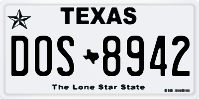 TX license plate DOS8942