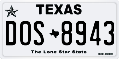 TX license plate DOS8943