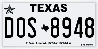 TX license plate DOS8948