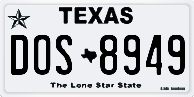 TX license plate DOS8949