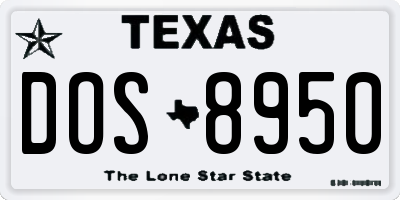 TX license plate DOS8950