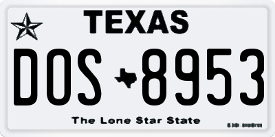 TX license plate DOS8953