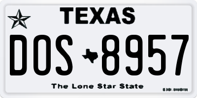 TX license plate DOS8957