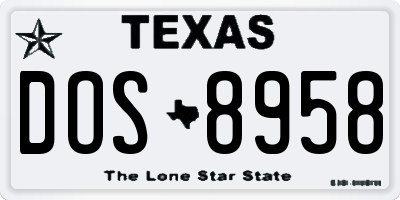 TX license plate DOS8958