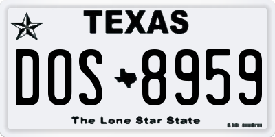 TX license plate DOS8959