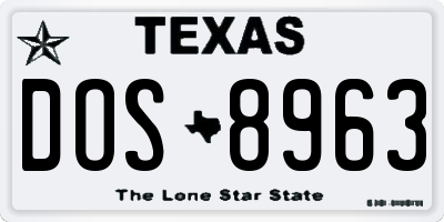 TX license plate DOS8963
