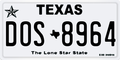 TX license plate DOS8964