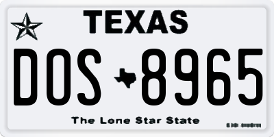 TX license plate DOS8965