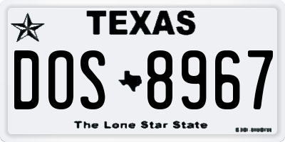 TX license plate DOS8967