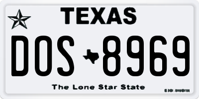 TX license plate DOS8969