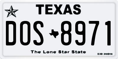 TX license plate DOS8971