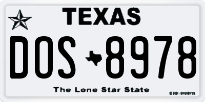 TX license plate DOS8978