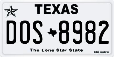 TX license plate DOS8982