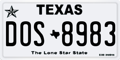 TX license plate DOS8983