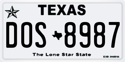 TX license plate DOS8987