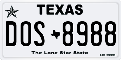 TX license plate DOS8988