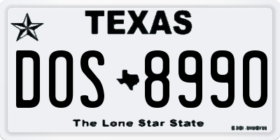TX license plate DOS8990