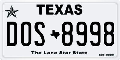 TX license plate DOS8998