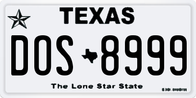 TX license plate DOS8999