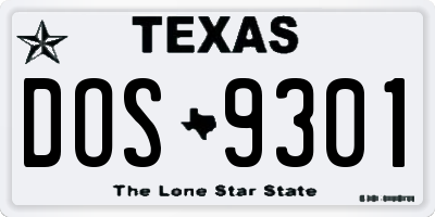 TX license plate DOS9301