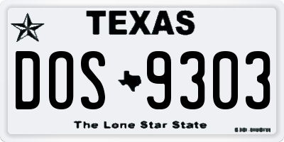 TX license plate DOS9303